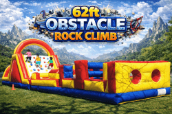 62 ft Obstacle Course With Rock Climb Slide 